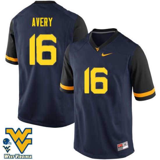 Men's West Virginia Mountaineers NCAA #16 Toyous Avery Navy Authentic Nike Stitched College Football Jersey UI15Q74ZY